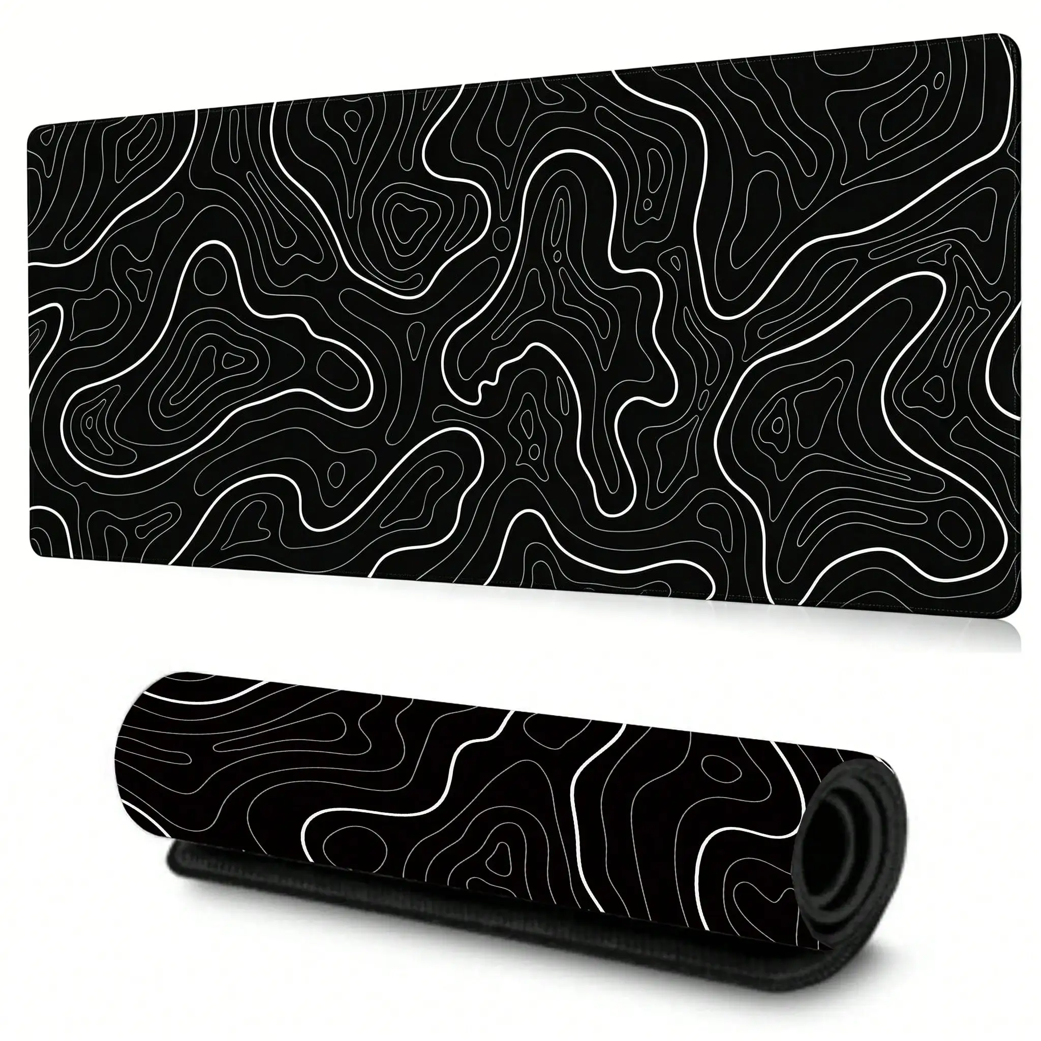 Black White Striped Gaming Mouse Pad Washable NonSlip Rubber Base Stitched  Multi Sizes Desk Protector for Keyboard Laptop Study
