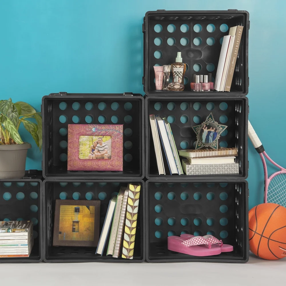 Versatile Plastic File Crate Storage Bin Letter Legal Files with Carry Handles Modular Stacking Organizer Office Home Garage