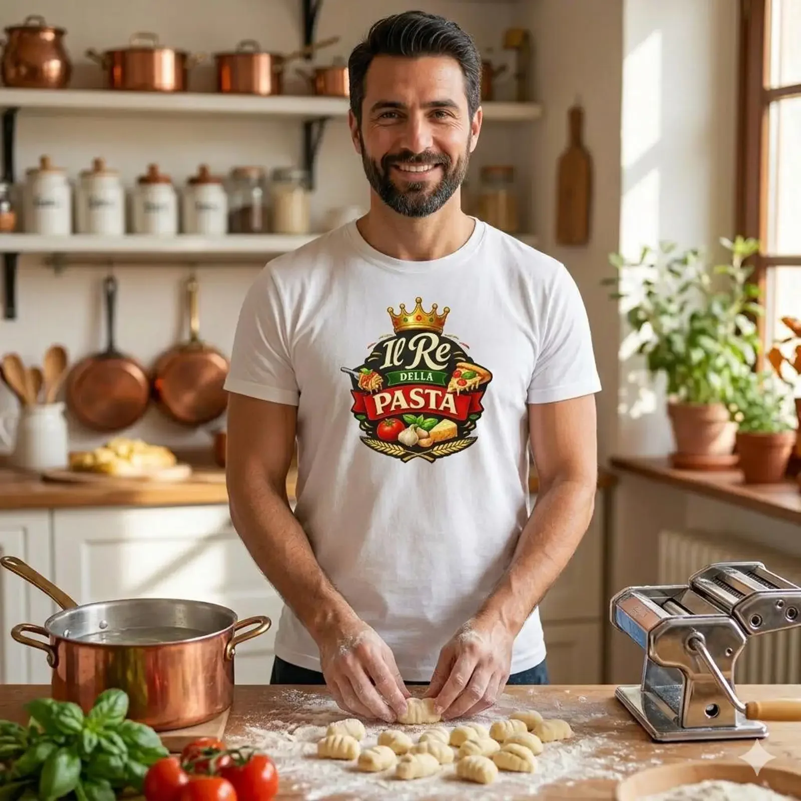 Il Re della Pasta T Shirt Funny Italian Chef Lover Food Cooking vintage Washed Versatile Casual Soft Stylish graphic Unisex