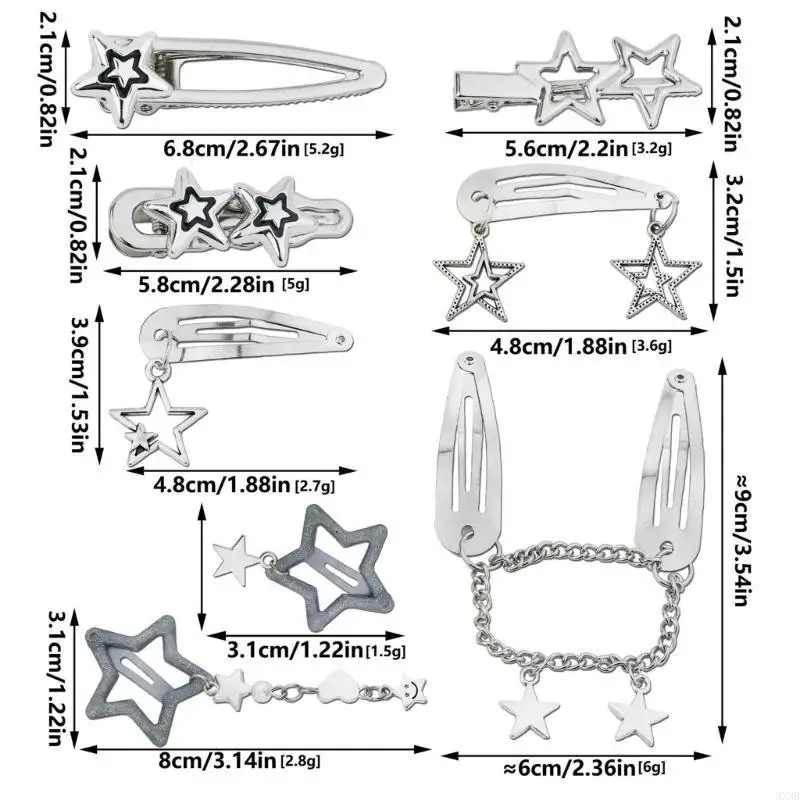 

MXMB 10pcs Stylish Star Hairpin Trendy Hair Clip Casual Wear Hair Barrettes