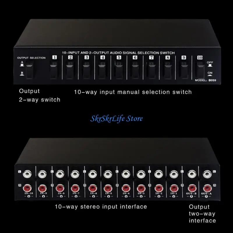 

E65E 10 in 2 out Passive Speaker Sound Source Switcher Distributor Splitters