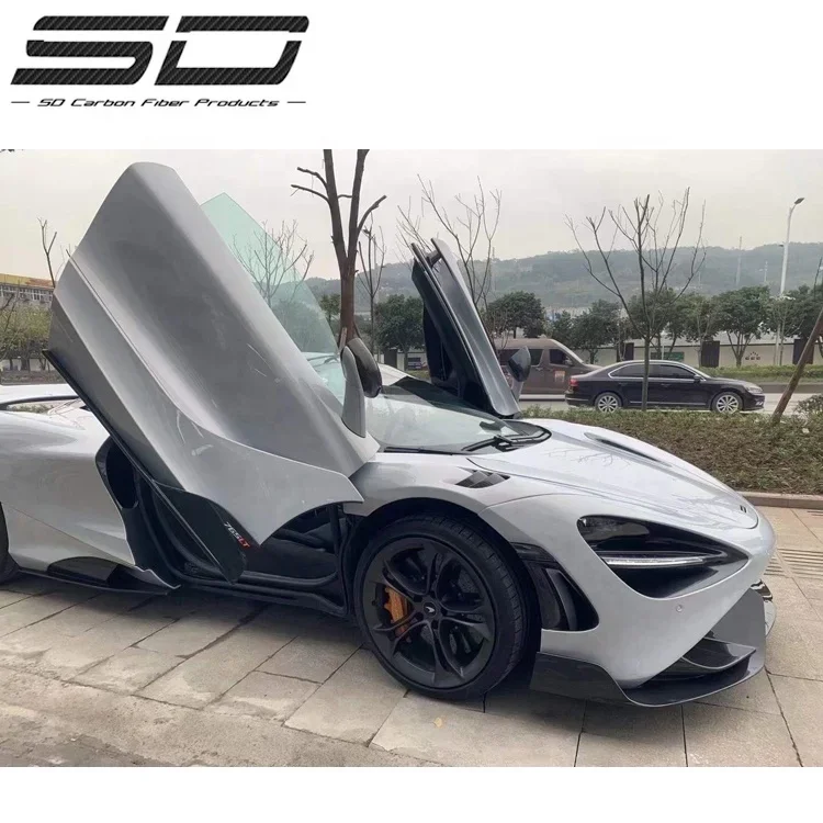 Upgrade To 765 LT Fiberglass Mix Carbon Fiber Front Lip Bumper Protector Rear Diffuser Body Kit For Mclaren 720S Body kit