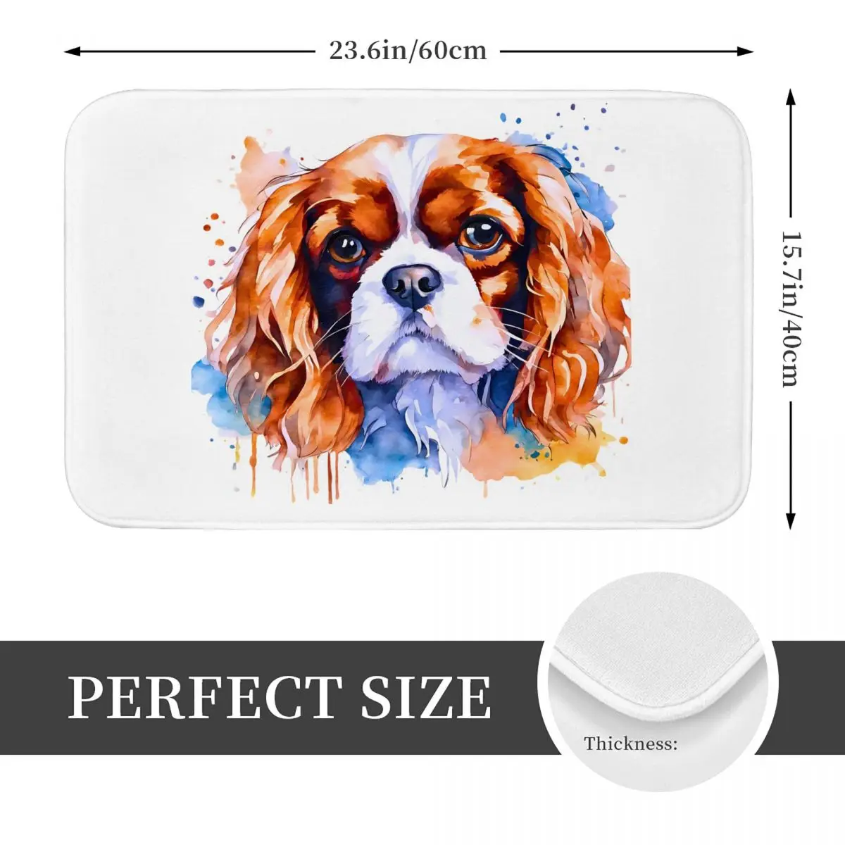 Cavalier King Charles Spaniel Floor Mat Kitchen Shower Door Dog Bath Mat Fast Dry Retro Bathroom Accessories Non Slip Toilet Mat