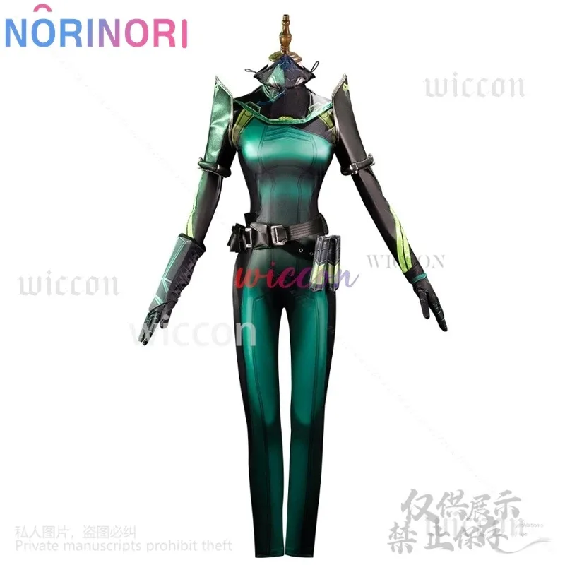 Anime Game VALORANT Viper Cosplay Costume Green Sexy Jumpsuit Uniform Black Wigs For Girls Woman Halloween Roleplay Customized