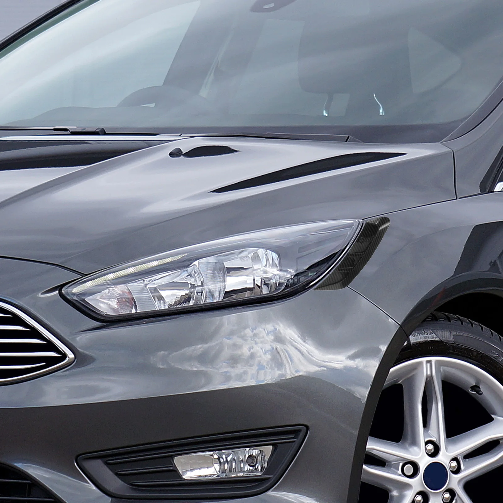 

2Pcs ABS Car Eyebrow Trim Stickers Headlight Decoration Strip Scratch Resistant Fit Most Models Vehicle Eyelid Cover Stylish