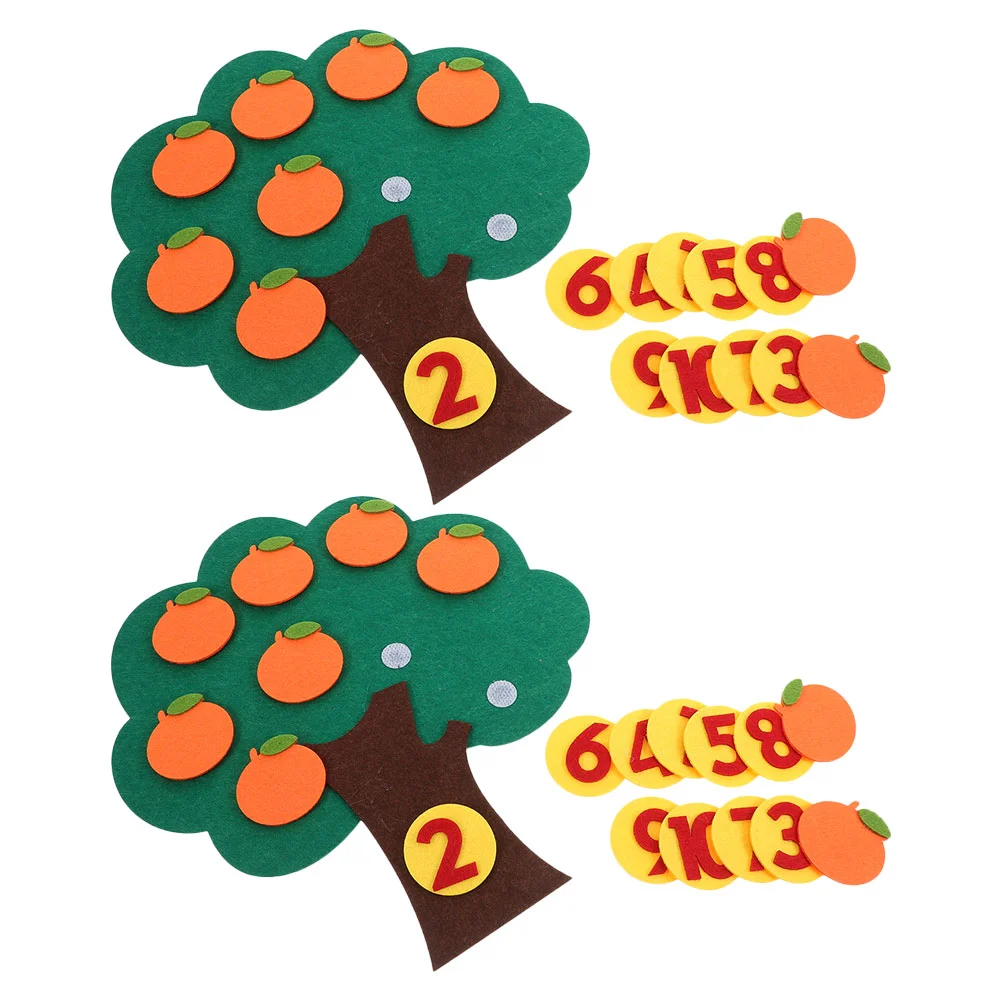 

2 Sets Digital Cognitive Toys Kids Counting Oranges Felt Tree for Preschool Kindergarten Learning Manipulatives Puzzle