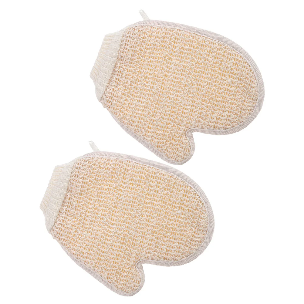 

2Pcs Double-Sided Exfoliating Bath Gloves Natural Sisal Shower Mitts for Adults Body Scrubbing Dirt Removal Spa Gloves