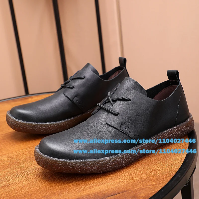 Black Leather Lace Up Shoes Men's Shoes Handmade Casual Flats Factory Direct New Men's Shoes Luxury High Quality Men's Shoes