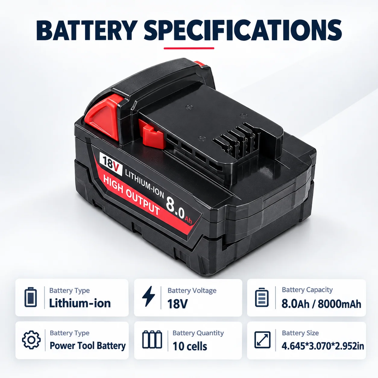 8.0Ah Replacement Battery Compatible with Milwaukee M18 18V, Li-ion High Capacity Power Tool Battery Pack, Replace 48-11-1880 48-11-1850 48-11-1828 48-11-1820, 2/4 Pack