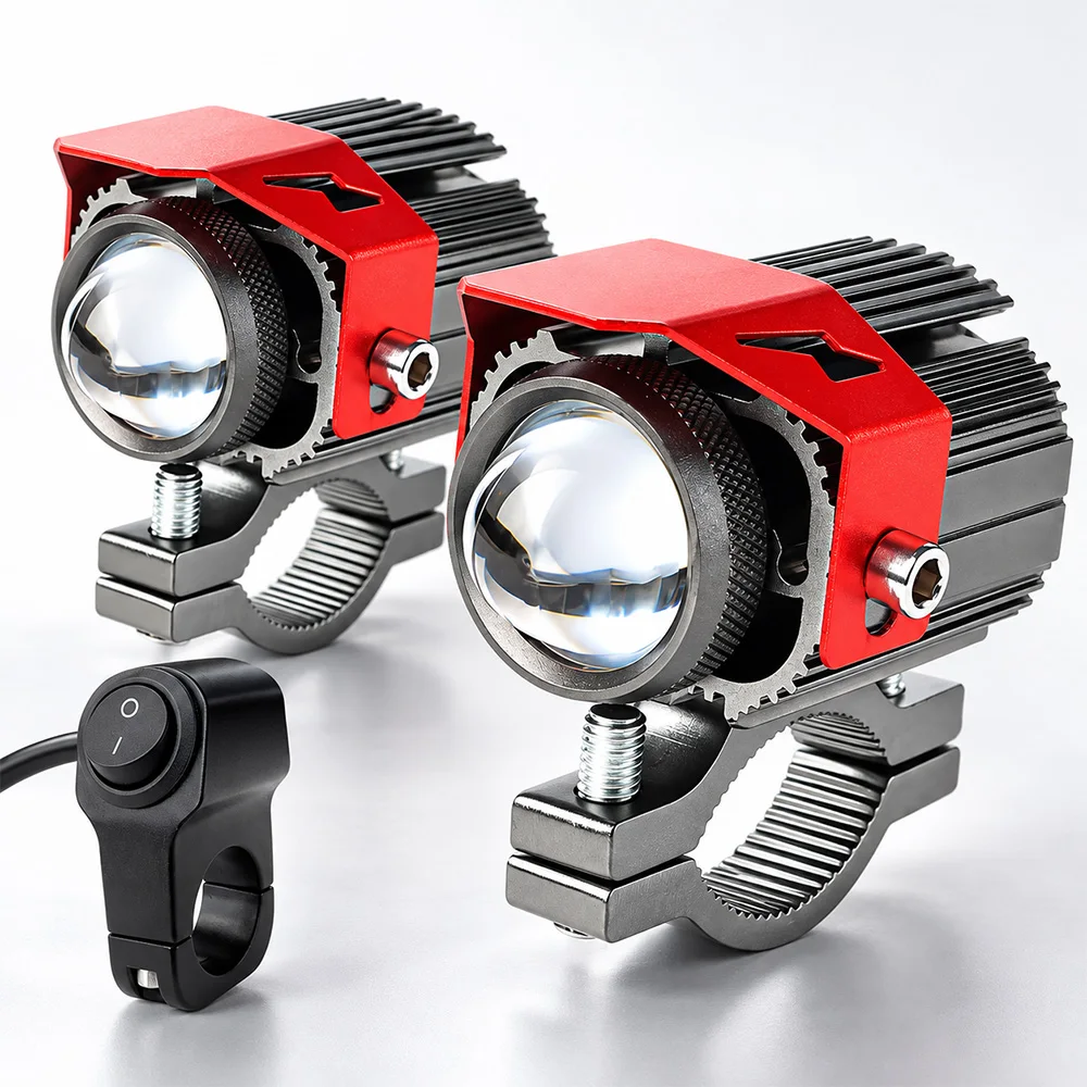 12-80V Additional LED Headlights For Motorcycle Lights Long Range High/Low/Combo/Flash Beam Auxiliary Moto Spotlights Fog Lights