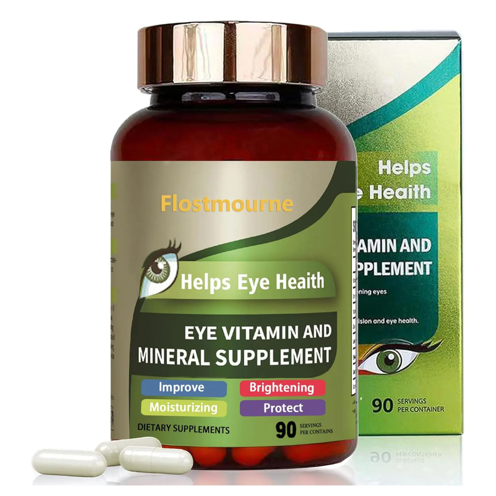 Lutein Vitamin Mineral Eye Supplement, Relieves eye fatigue, Promote Healthy Vision, Eye Strain, Dry Eyes