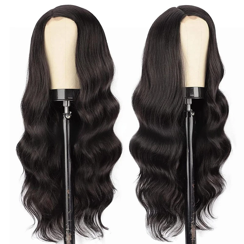 De 28-inch golvende lang krullende synthetische kanten pruik is natuurlijk geschikt voor dames dagelijks feest Halloween rollenspel