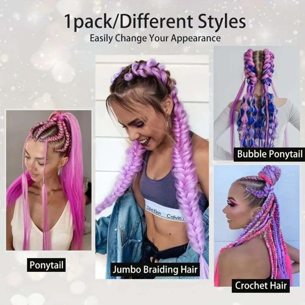 2PCS Synthetic Straight Kpop Rumi Demon Hunters Cosplay Wig Ponytail With Hair Braiding Ponytail Hair Halloween Accessories