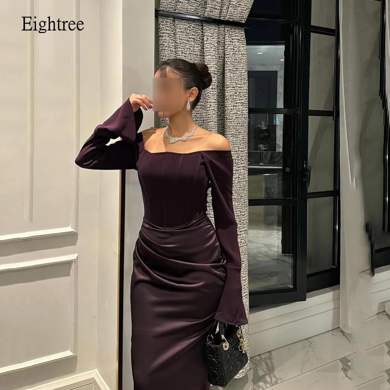 

Eightree Modern Mermaid Formal Prom Gowns Off The Shoulder Evening Dress Velvet Floor Length Women Party Dresses Customized