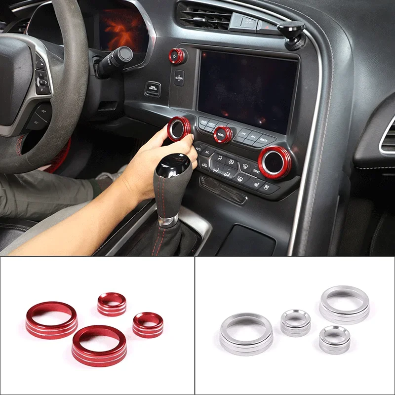 

For 2014-2019 Corvette C7 Z06 aluminum alloy car styling Car air conditioning volume knob ring sticker car interior accessories