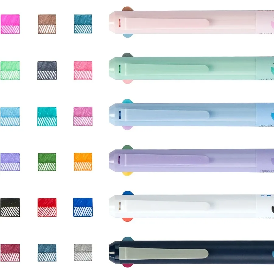 

3in1 Retractable Gel Pens Colored 0.5mm Fine Point Smooth Writing Gel Ink Mult pens for Jourling Planner 6count in 18 colo