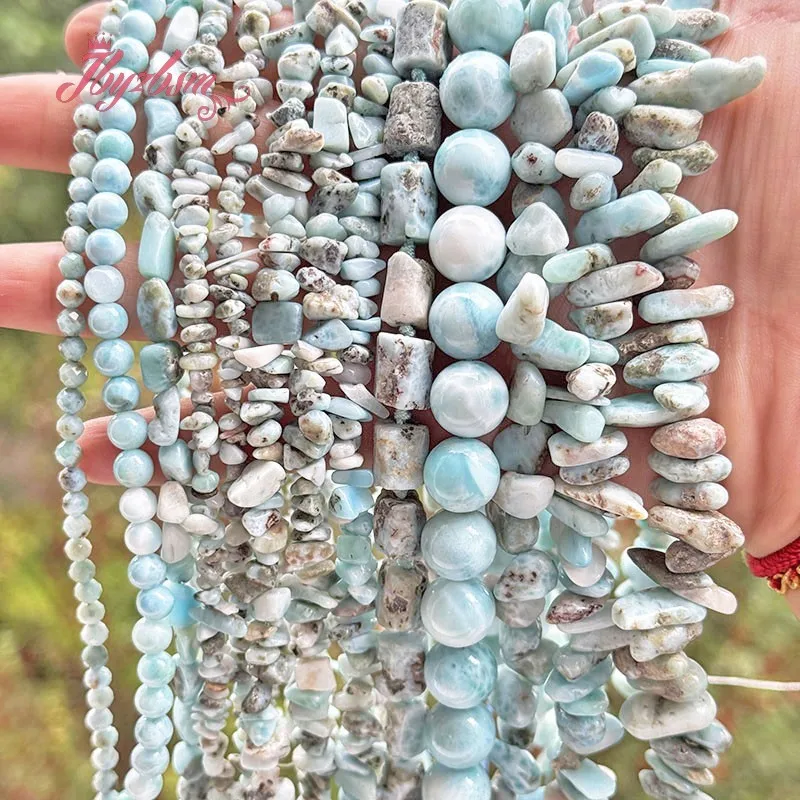 Natural Larimar Stone Beads Spacer Loose DIY Strand 15Inches For DIY Necklace Bracelats Earring Jewelry Making