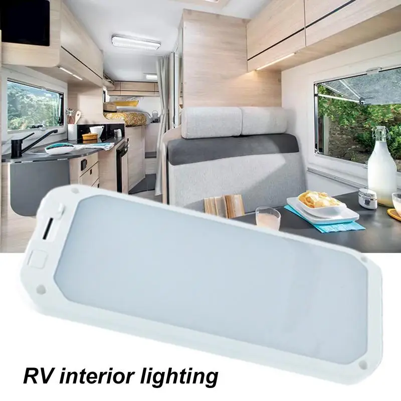 RV LED Ceiling Light Remote Control Interior RV Ceiling Light Eyesight Protection Three-Color Design Soft Illumination Lamp For
