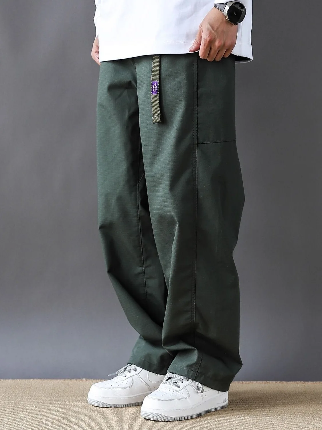 Spring Autumn Outdoor Men's Work Trousers Straight Leg Casual Loose Wide Leg Pants Patchwork Design Quick Dry Functional Style