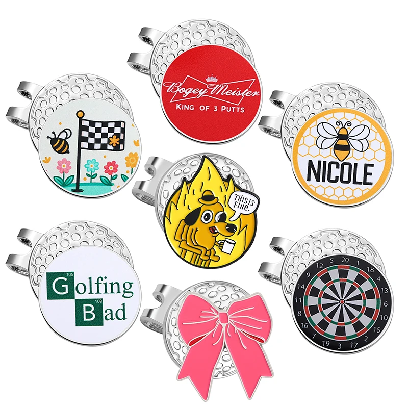 This Is Fine Dog Golf Ball Marker Magnetic Hat Clip Bowknot Accessories Jewelry Golf Cap Clip Supplies Gift for Golfer Friend