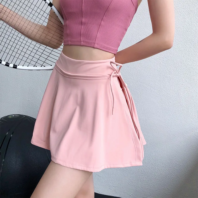 Yoga Skirts Quick Drying Anti-Exposure Shorts High Elastic Nude Feel Tight Gym Dress Running Fitness Tennnis Sports Skirt
