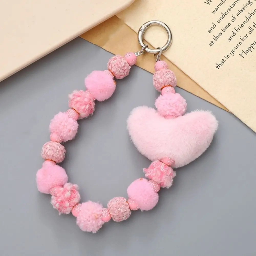 

Anti-Lost Loveheart Beaded Keychain Soft Colorful Mobile Phone Lanyard Jewelry Universal Loveheart Beaded Bracelet