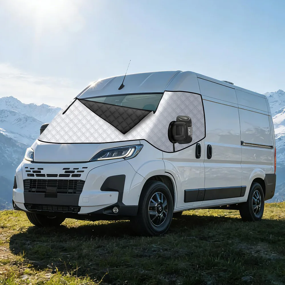 For Fiat Ducato Peugeot Boxer Citroen Relay X250/290 Motorhome External Thermal Windscreen Cover Zip UV Waterproof Protection