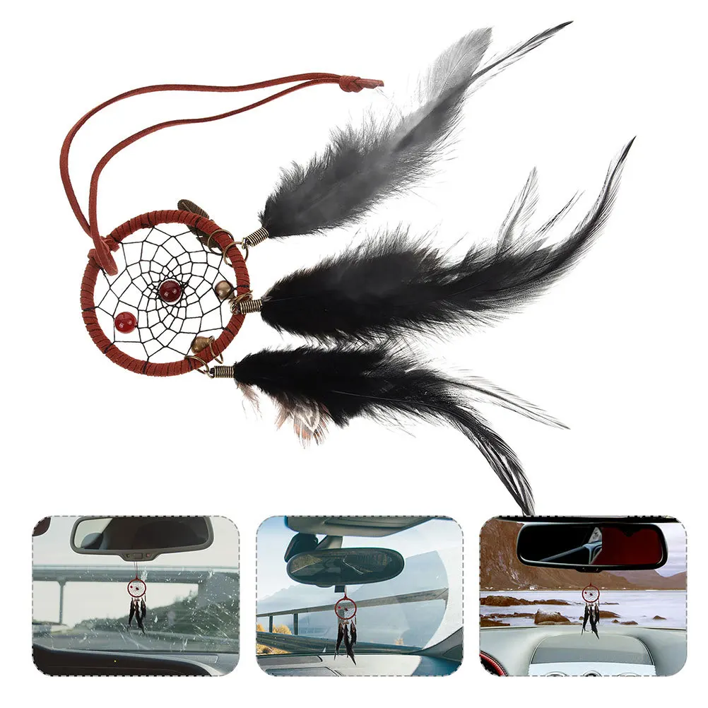 

2Pcs Car Hanging Ornament for Women Dream Catcher Charm Handmade Small Aesthetic Interior Decor Rearview Mirror Accessories
