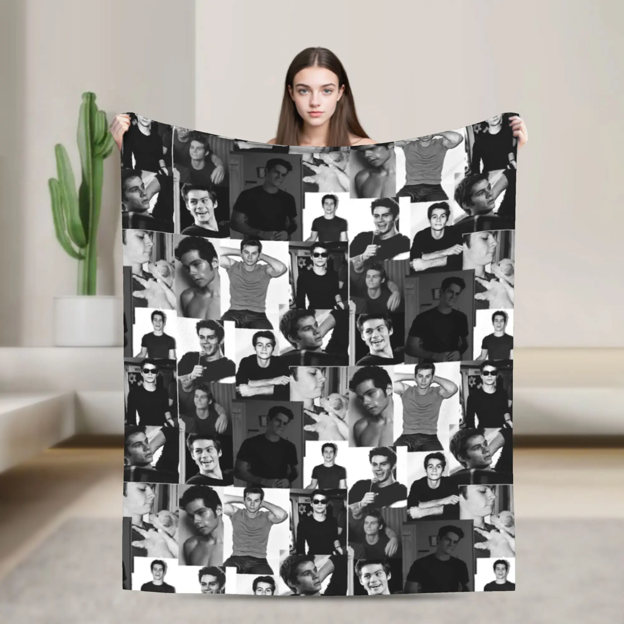 Dylan O'Brien Collage Blankets Vintage Actor Wool Vintage Soft Throw Blanket for Coverlet All Season
