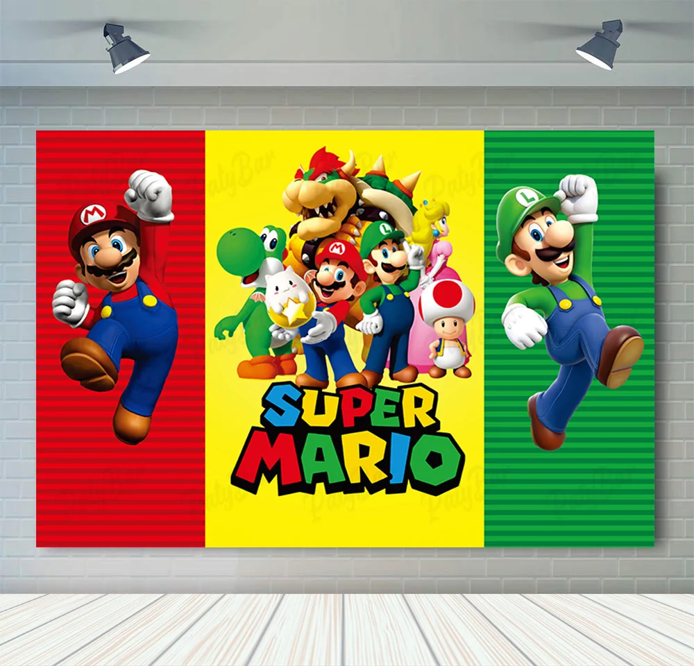 Super Mario Bros Theme Birthday Party Photography Decoration Background Baby Shower Boy Vinyl Polyester Backdrop Gift Props