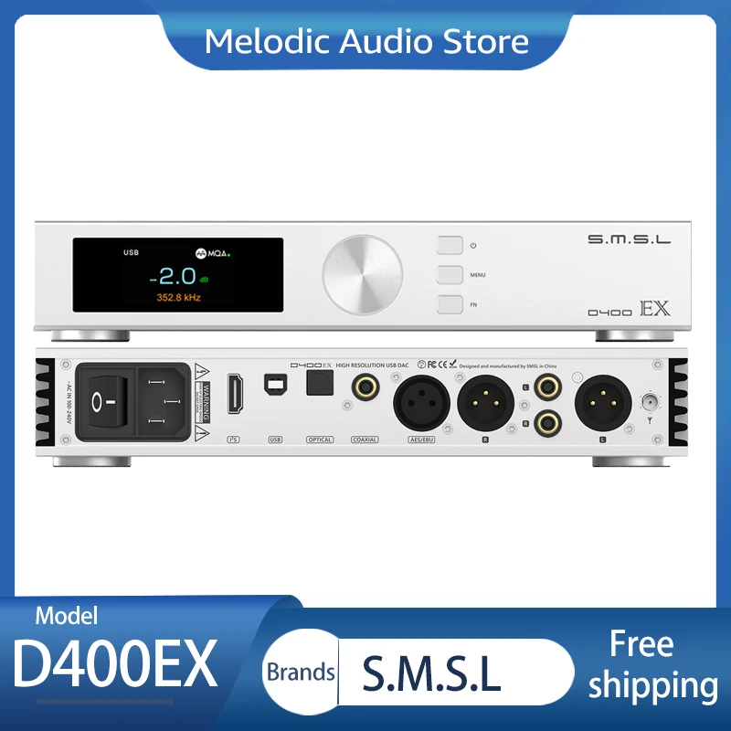 

SMSL D400EX MQA & MQA-CD DAC AK4191Dual AK4499EX DSD512 XMOS XU316 HiFi Decoder Pre-amplifier