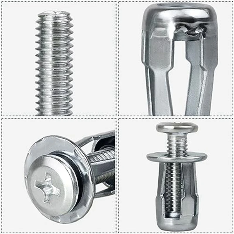 Expansion Screw Petal Nut, M4 X 20 Petal Shape Metal Nut Jack Nuts Petal For Hollow Wall Iron Plastic Thin Metal Thin