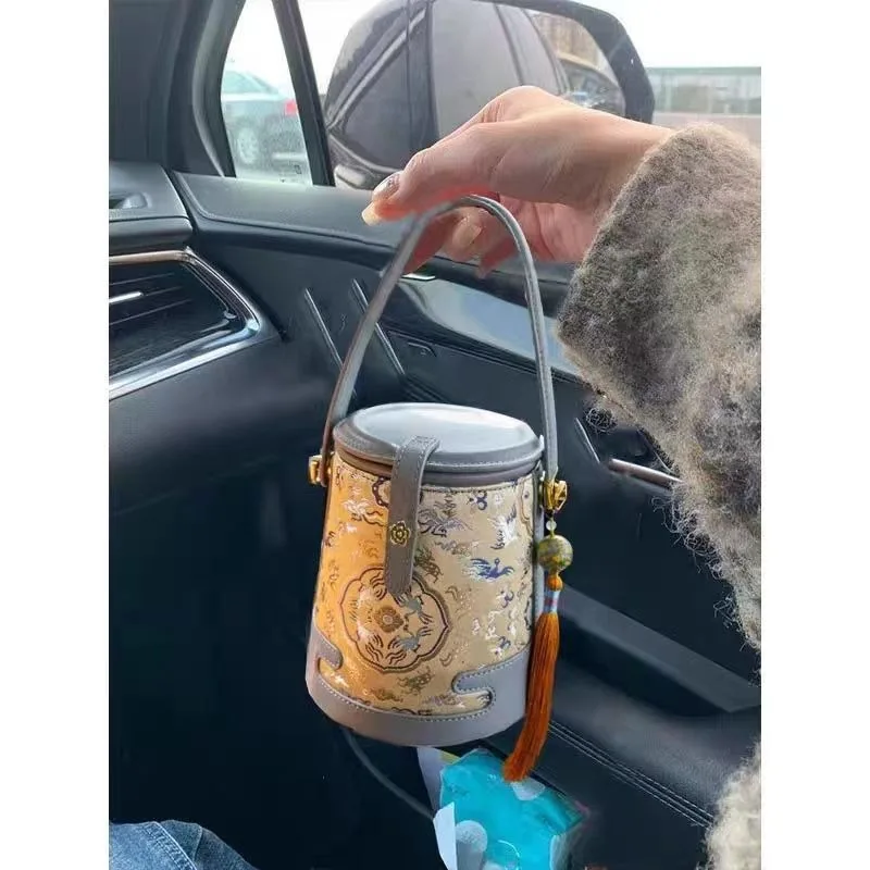 

Новая китайская сумка-ведро, женская новая высококачественная нишевая сумка в китайском стиле, ретро-индивидуальная сумка через плечо на одно плечо, ретро