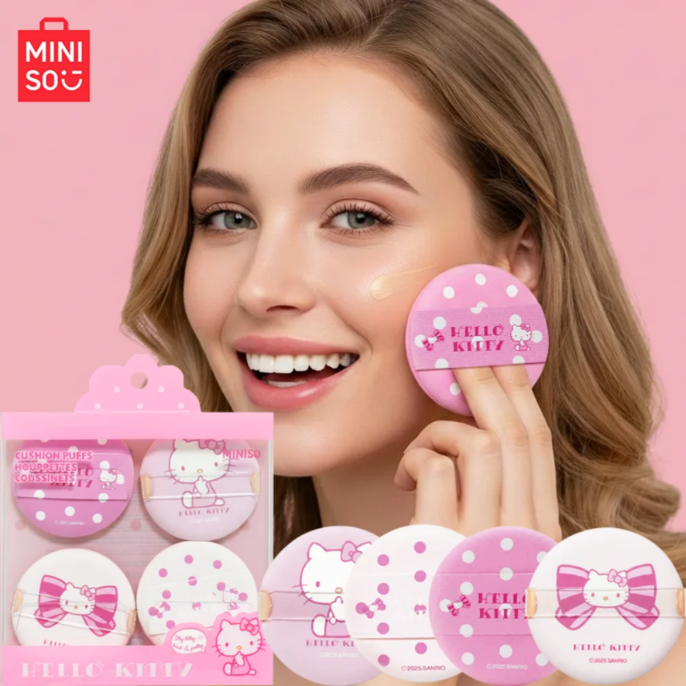 MINISO HelloKitty bouffée cosmétique en coton éponge Super douce coussin d'air bouffées de poudre fond de teint correcteur outils de maquillage sec et humide