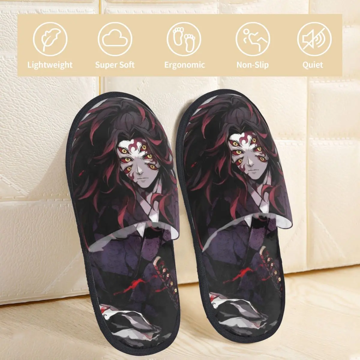 Upper Rank One    Kokushibo Winter Slippers Living Room Anime Demon Slayer Soft Memory Foam Slides Anti Slip