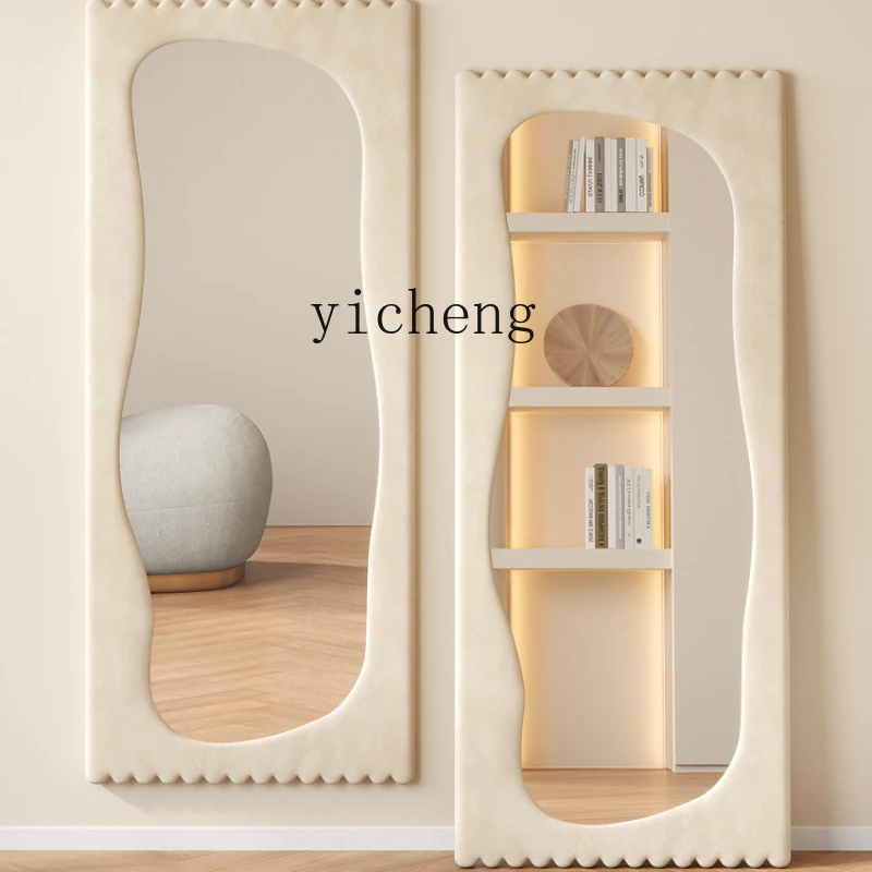 Zc Full-Body Mirror Home Living Room Bedroom Dressing Mirror Creative Flannel Fitting Mirror