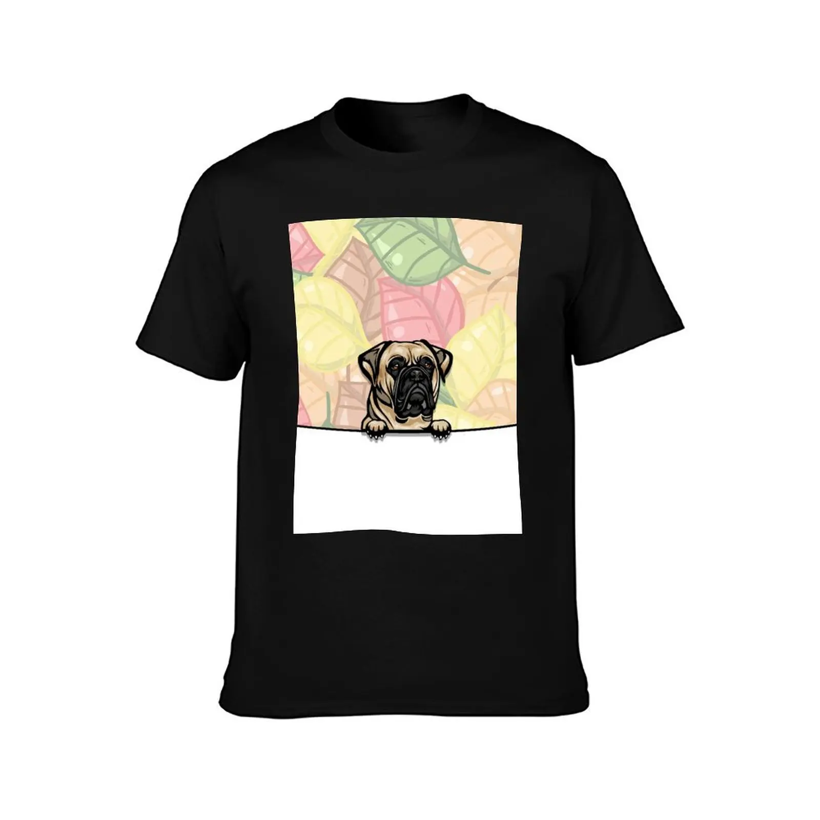 Bull Mastiff peeking dog T-Shirt Stain Resistant Casual Tee T-Shirt