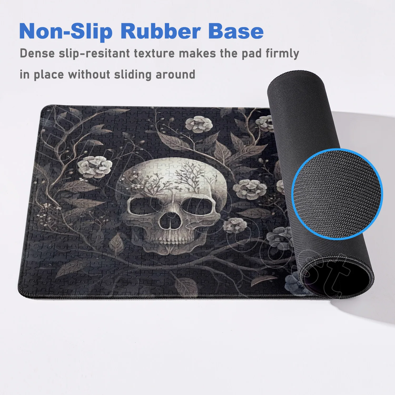 HD بارد رمادي الجمجمة وزهرة ماوس الوسادة لغز خلفية ماوس عدم الانزلاق المطاط مكتب الملحقات الجدول ديكور مكتب الكمبيوتر المحمول الحصير