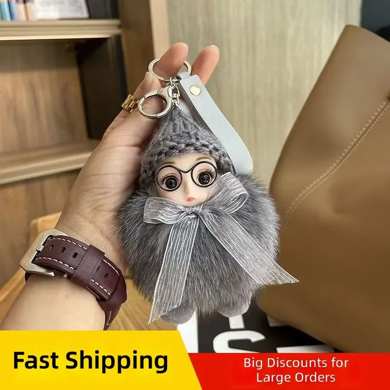 Llavero de peluche de zorro, bonito colgante de muñeco durmiente, amuleto de animal de peluche suave para decoración de mochila escolar de bebé/estudiante, recién llegado
