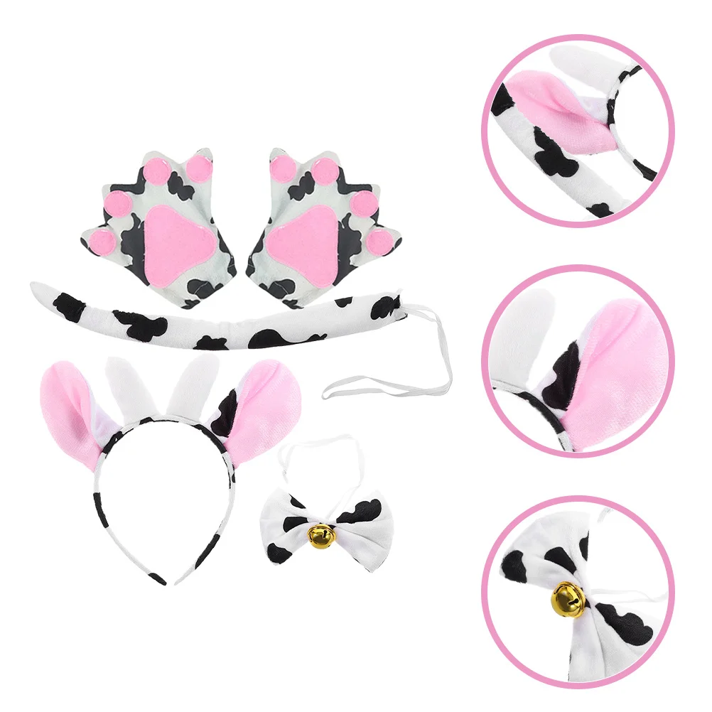 1 مجموعة البقرة عقال الذيل ربطة القوس فيونكة الحيوان زي مجموعة تأثيري الدعائم مرحلة الحفلات أداء لوازم البقرة عقال زي حفلة الدعامة