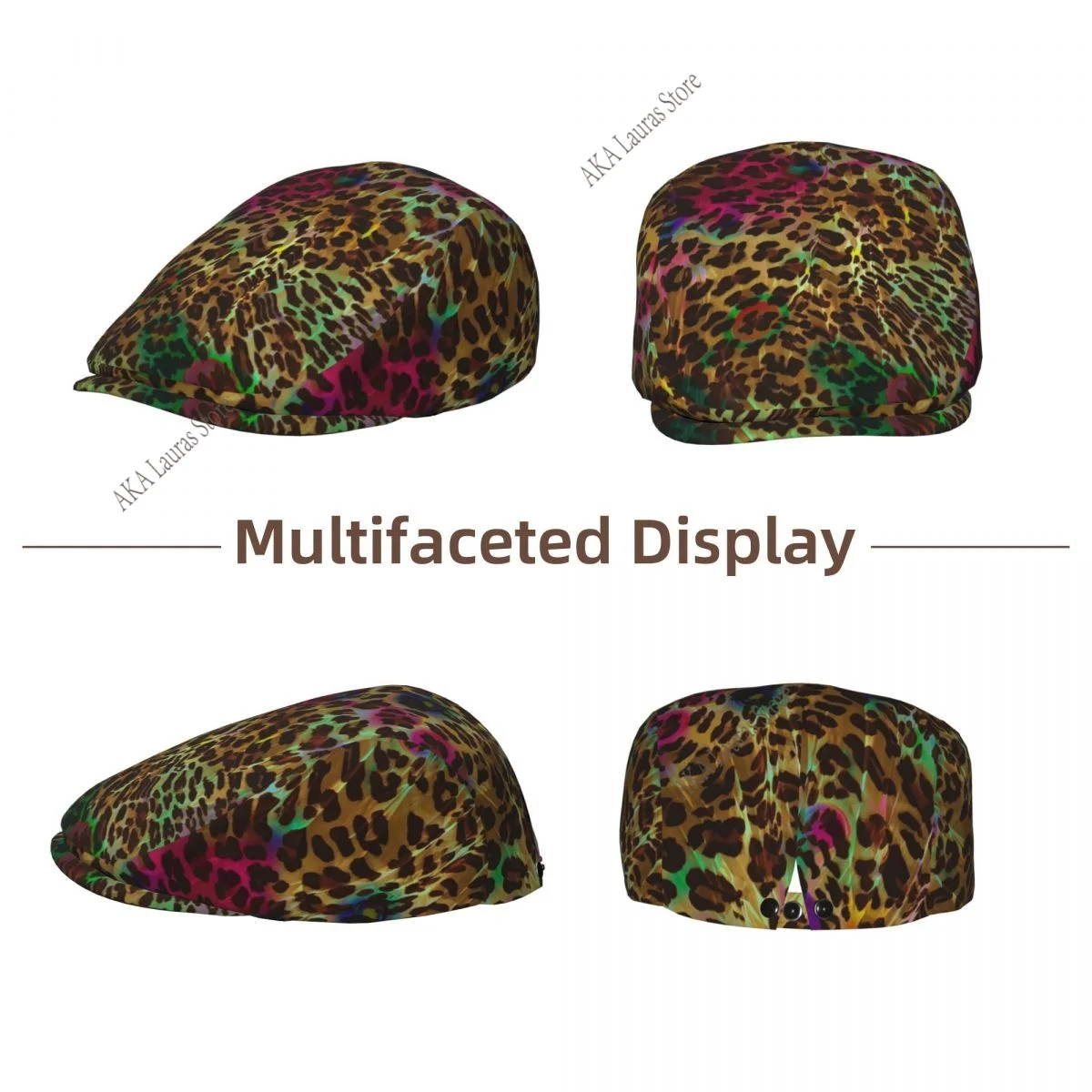 Newsboy Cap Peaky Octagonal Hat Vintage Casual Cap Colorful Leopard Berets Visor Gatsby Flat Ivy Hat