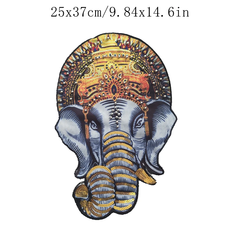 Animale elefante fatto a mano in rilievo fai da te PATCH grande oro paillettes leopardo decorazione Appliques paillettes per i vestiti 3D paillettes