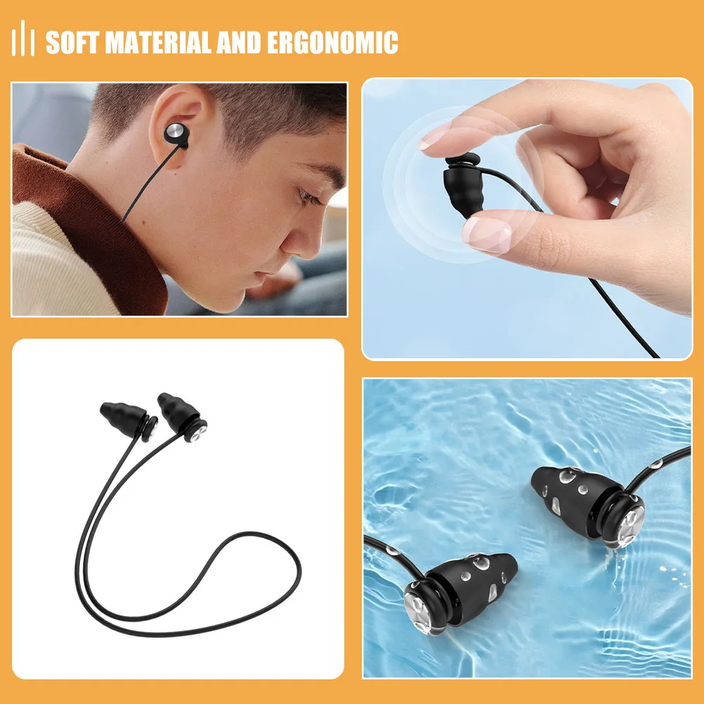1Set Black Bullet Silicone Earplugs High-Fidelity Noise Cancelling Reusable Ergonomic Design for Sleeping Studying Working