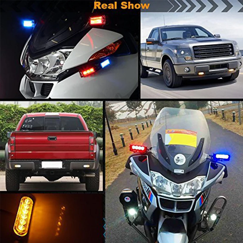 6 LED فلاش ستروب ضوء تحذير الطوارئ لسيارة السيارات شاحنة SUV دراجة نارية الذيل ضوء الجانب ستروب تحذير ضوء وماض 12 فولت