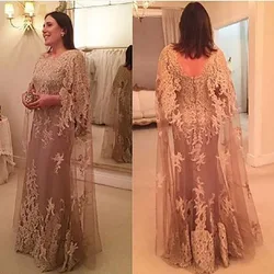 Luxury Dubai Lace Evening Dress Custom Made Long Sleeve Chapel Train Special Occasion Prom Dresses Plus Size Gowns For Women