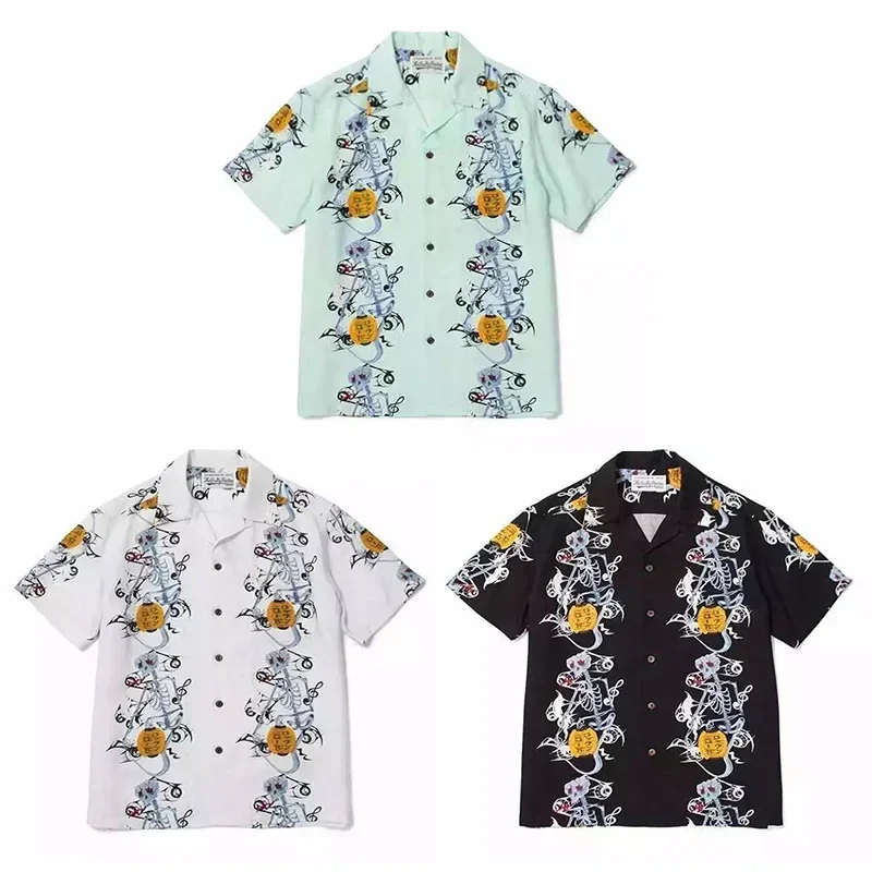 Summer New Skull Lantern Print WACK Hawaii Shirt Men Woman 1:1 Best Quality Loose Casual Outdoor Tops T-shirt