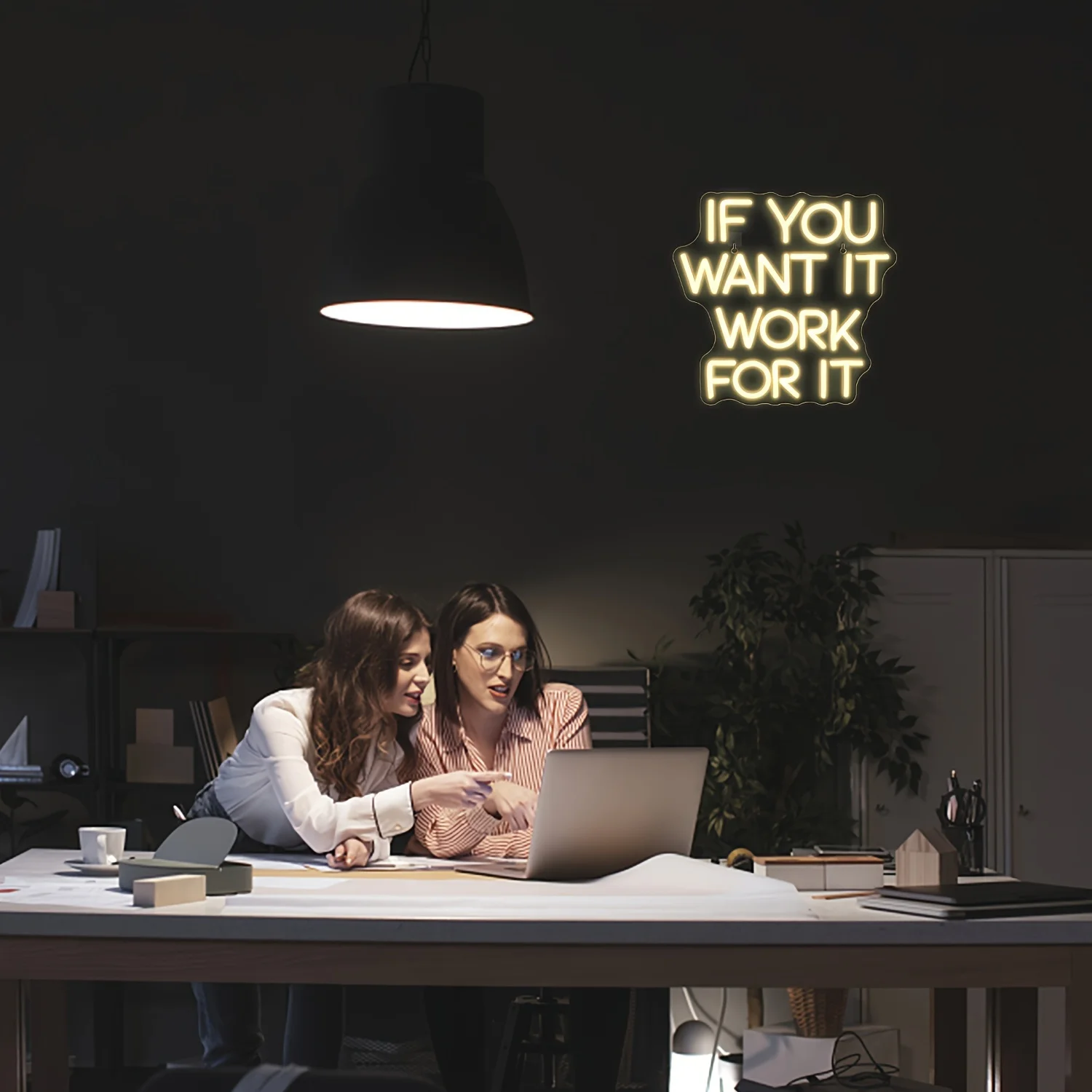 If You Want It Work For It Neon Sign, Dimmable LED Neon Signs for Wall Decor, Bedroom, Home Bar, Club, Hotel Party