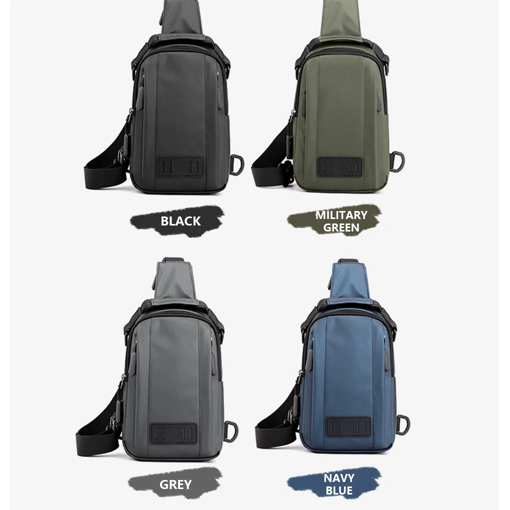 Men Chest Bag Portable Shoulder Pouch Outdoor Crossbody Pack Buckle Nylon Travel Casual Zipper Pocket Handbag Black