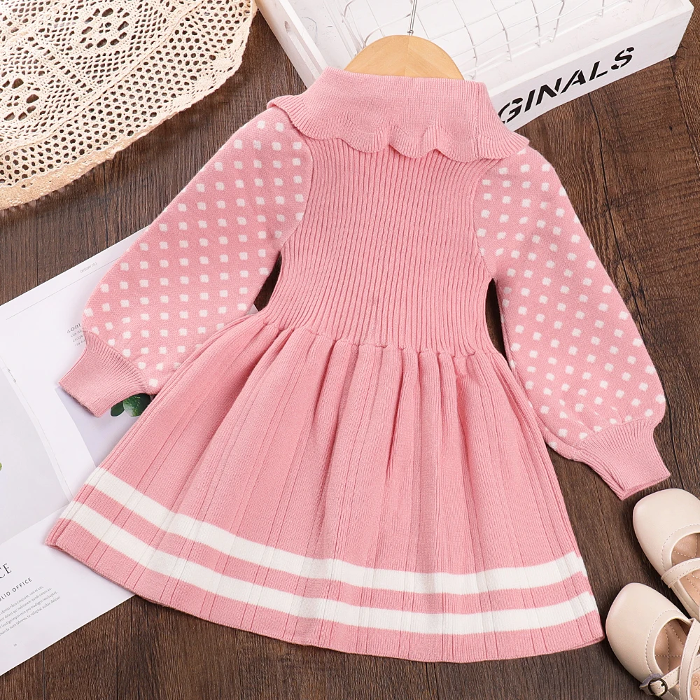 الخريف الشتاء الفتيات طويلة الأكمام لطيف ألف خط فستان الأميرة 1 قطعة 3-7 سنوات الاطفال حزب أزياء الملابس الحلوة