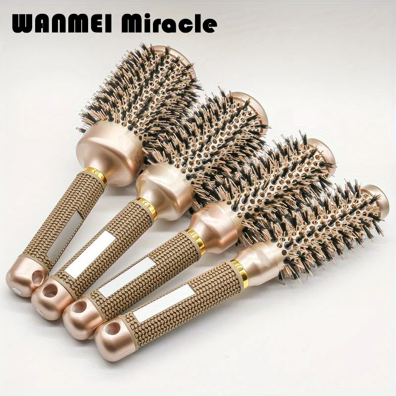 Pente de cabelo redondo para salão de beleza profissional, 4 tamanhos, escova de cabelo, rolo de cabelo, tubo de alumínio térmico, ferramenta de cabelo encaracolado
